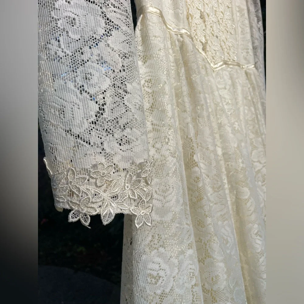 VTG 70s Gunne Sax Romantic Renaissance Bridal Collection Lace Wedding Dress sz11 - Picture 7 of 15